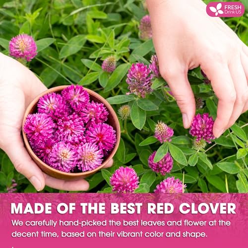 Image of FreshDrinkUS, Premium Red Clover Herbal Tea- 75 Tea Bags - Pure - Naturally Smooth & Mild Flavor - Premium Quality, Eco-Conscious Packaging. Caffeine-Free. Gluten Free. Vegan