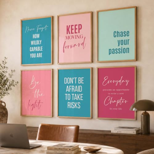 Image of kotart - Quotes Frames for Wall Decor - Motivational Photo Frame for Wall Decoration - Quotes Poster with Frame for Room and Office - Set of 6 (J)