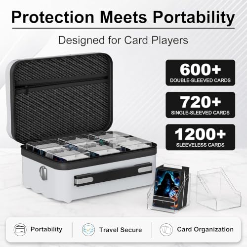 Image of Proijeut Card Deck Box with Portable Case, 6 Pack Clear Commander Deck Box with 6 Dividers, Holds 600+ Double Sleeved Cards, Fit for MTG, YuGiOh, TCG(Geometric Silver)