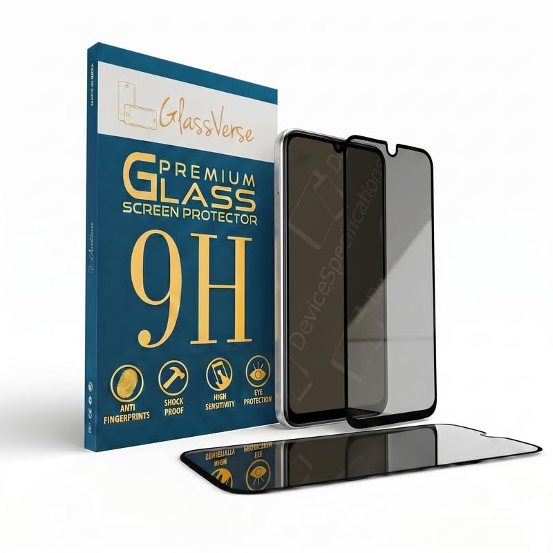 Image of GlassVerse Ultra Privacy Tempered Glass For Lava Bold N2 lite (Pack Of 2) with Free Installation Kit. Edge To Edge. (In-Screen FingerPrint Lock will not work with the Privacy Guard) - 6.75 inch