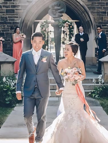 Men's 3 Piece Suit Set Slim Fit Two Button Slim Fit Wedding Groomsmen Suits Jacket Vest & Pants3