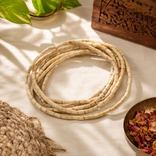 Image of Adults Unisex Pure Tulsi Kanthi Mala for Neck | Sacred Wooden Kanthi Chain for Men & Women | Spiritual Devotional Necklace | Available in 2 Round (32 inch) & 3 Round (48 inch) Variants