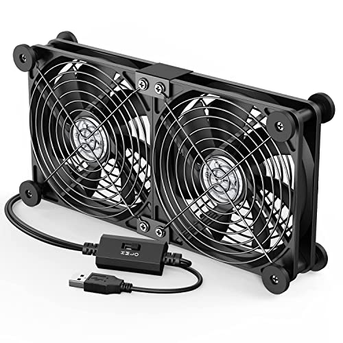 ELUTENG 2 in 1 Ventilador PC USB Ventola USB 120mm 3 Velocità Regolabili Mini Ventilatore Doppia Fila Ventola 5V con 8 Piedini Ammortizzanti 120mm Fan