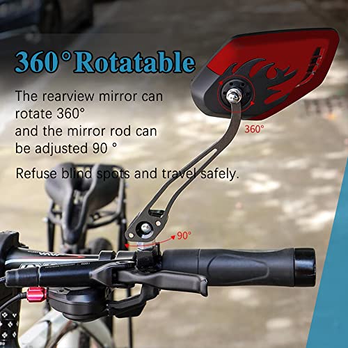 1Pair Universal Motorcycle Mirrors, Motocycle Rear View Mirrors, Adjustable Side Mirror, Motorcycle Mirrors For Handlebars, Aluminum Flame Pattern Rear View Mirrors With 8Mm/10Mm Screws (Red) #TOP4