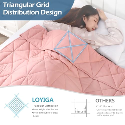 Weighted Blanket (10 lbs 47"x70" Twin Size) Adult Cooling Breathable Heavy Blankets with Glass Beads, Soft Throw Blanket for All Seasons (Pink) - Image 4
