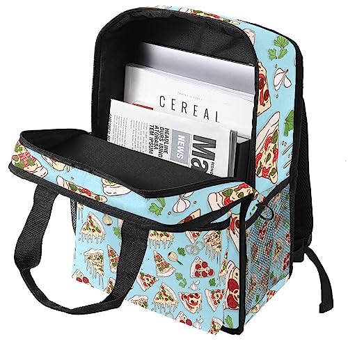 Cartable pour filles à bretelles réglables, sac à dos pizza