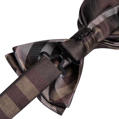 Image of Hi-Tie Bow Ties for Men Pre-Tied Pocket Square with Cufflinks Mens Bowtie Sets for Wedding Formal Party