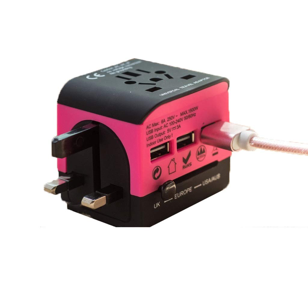 Adaptador de energía Universal Enchufe Cargador Internacional con 3 USB Puertos de Carga, Adaptador de Viaje en Todo el Mundo (Color : E)