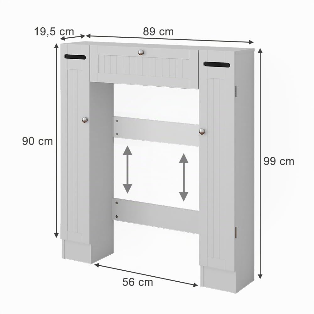 Vicco Armario de Aseo Bianco, Blanco, 89 x 99 cm | Dispensador de papel higiénico izquierdo y derecho, para montaje en pared sobre el inodoro