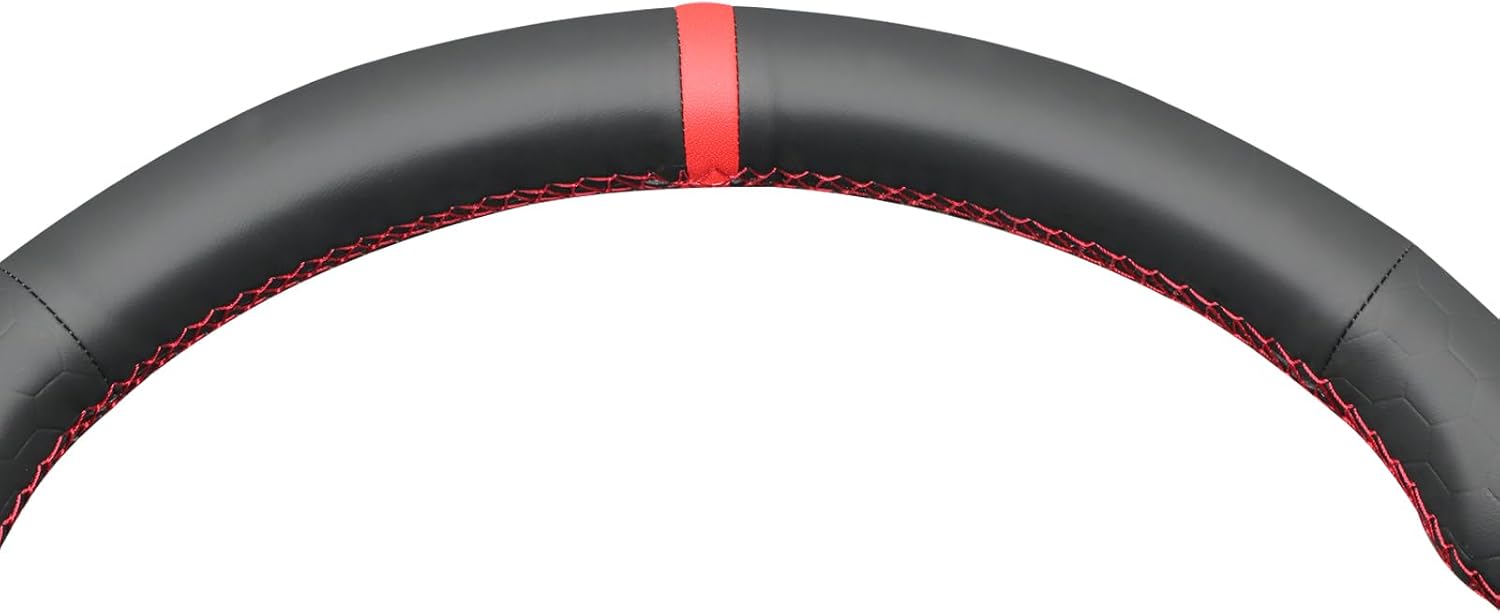 MEWANT Hand Sew Car Steering Wheel Wrap Cover for Volkswagen VW Amarok / T6 California / T6 Caravelle / T6 Kombi / T6 Multivan / T6 Transporter Accessories（Original Steering Wheel is Rubber）