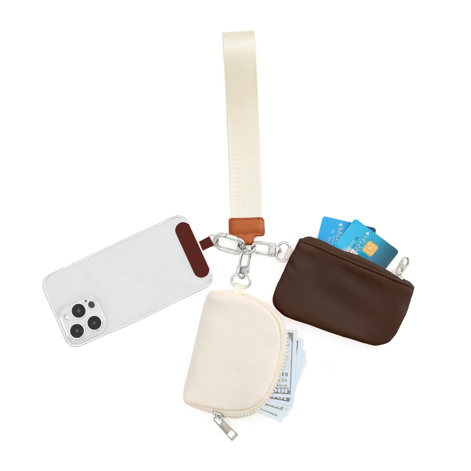 Amazon.com: DYSHAYEN Dual Pouch Wristlet Wallet for Women Mini