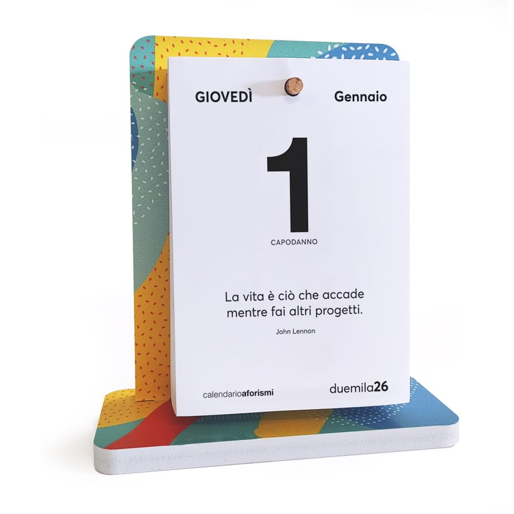 Calendario da Scrivania 2026 Aforismi Motivazionali | Fogli a Strappo con Citazioni Filosofiche | Base Forex Montata | Idea Regalo | Q&B Grafiche® (2026, COLOR - 1 Pezzo)