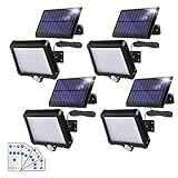 Fernbedienung Solarlampen für Außen mit Bewegungsmelder,56LED Solar Fernbedienung Strahler,IP65 wasserdicht,3-Modi Solarwandleuchte mit 16,5 Fuß Kabel für Garten,Garage,Hof,Straße.(4er-Pack)
