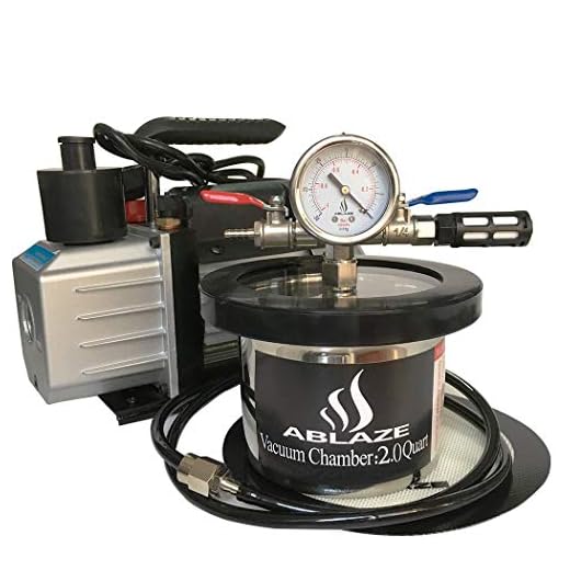 ABLAZE 2 Quart Stainless Steel Vacuum Degassing Chamber and 3 CFM Single Stage Pump Kit
