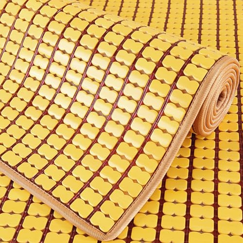 Esterilla De Verano De Bambú, Esterilla Plegable, Fresca Y Transpirable, Forro Antideslizante, Fácil De Limpiar, for La Cama, Sofá, Silla, Piso, Dormitorio De La Escuela(Gold,45x45cm/18x18in)