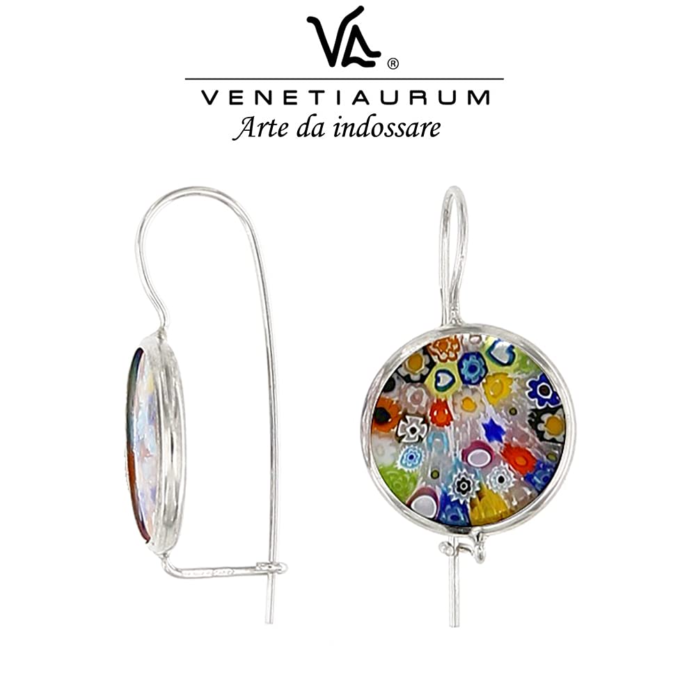 Venetiaurum - Pendientes para Mujer con Murrina en Cristal de Murano Original y Plata 925 - Joya Made In Italy certificada