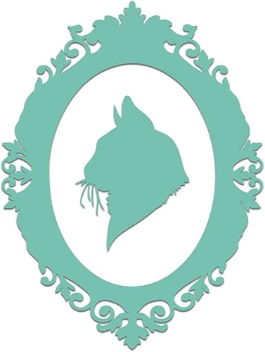 Calcomanía de vinilo con marco de camafeo de gato, cuaderno y portátil de 4 x 5.5 pulgadas (menta)