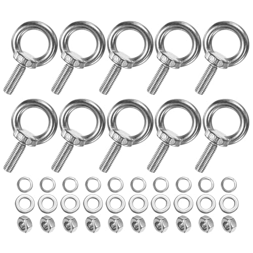 M METERXITY 10-Sets Stainless Eyebolt M8x25mm Shoulder Lifting Eye Bolt with Nuts Washers Male Screw Thread Ring Shoulder Eye Bolts Length 0.98 Inch for Suspending/Fastening