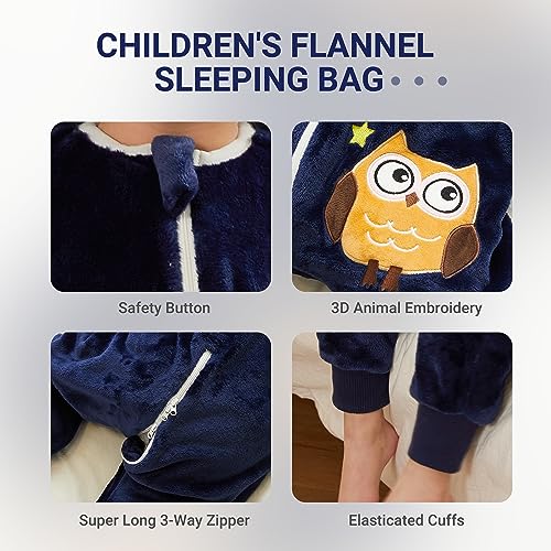 Image of MICHLEY Baby Sleeping Bag Sack with Legs Long Sleeve Wearable Pajamas | wearable blanket toddler baby, 9 Months-6T, Animal Designs, Flannel, Machine Wash