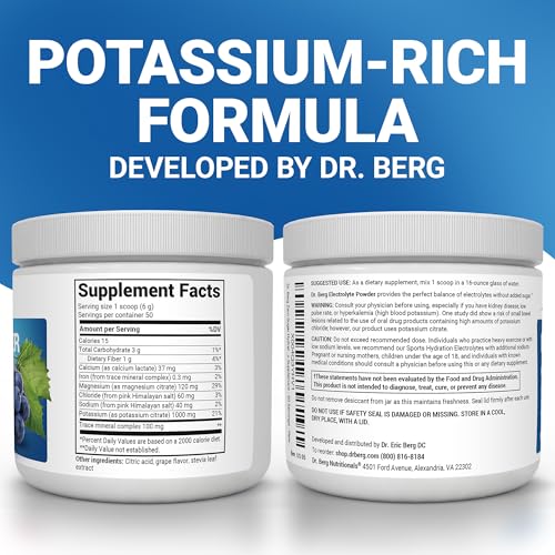 Image of Dr. Berg Zero Sugar Hydration Keto Electrolyte Powder - Enhanced w / 1000 mg of Potassium & Real Pink Himalayan Salt (NOT Table Salt) - Grape Flavor Hydration Drink Mix Supplement - 50 Servings