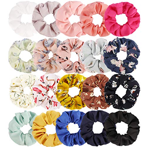 ANBALA 20 Pack Hair Scrunchies Chiffon Hair Bands Elastics Hair Ties Hair Ponytail Holder for Women (20 Colors)