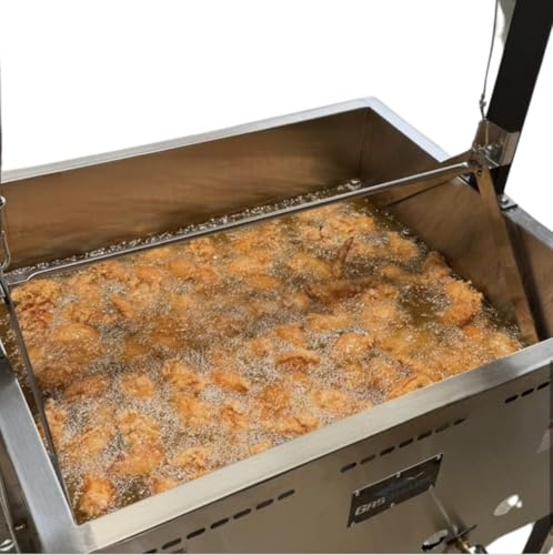 12 Gallon Deep Fryer Cart with Basket Lift | Portable 4 Wheel Large Batch Fryer | Stainless Steel | Outdoor Propane Frying Cart for Turkey, Fish, and More | Commercial & Backyard Use | Patent Pending