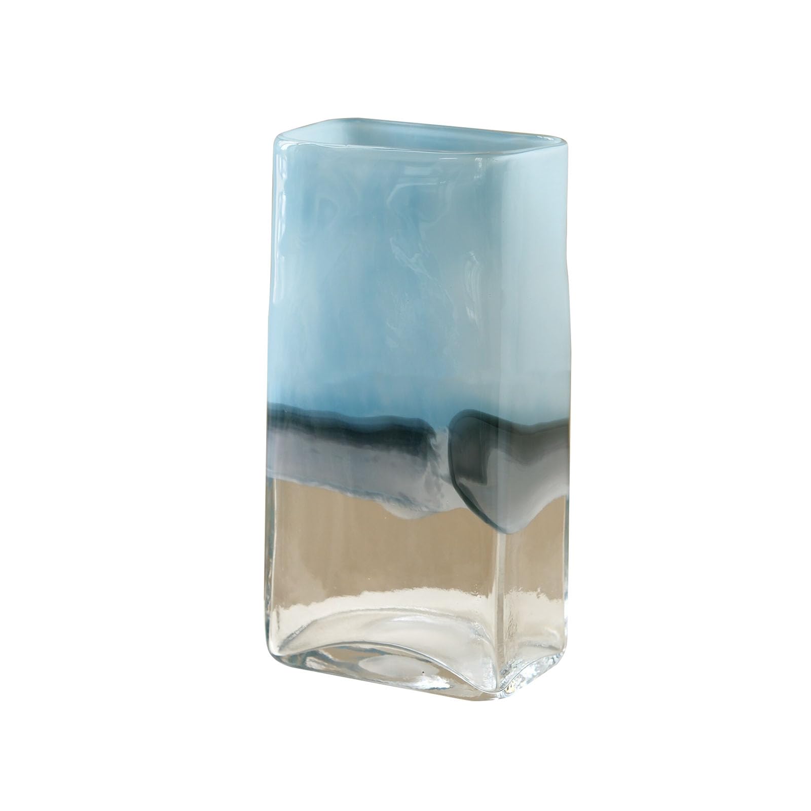 Nzzkoides Blue Thickened Rectangular Vase, Simple Flower Vase, Home Decor For Living Room, Bedroom, Dining Table, Office, Coffee Shop, Glass, (Size:15 * 9 * 30Cm,Color:blue)