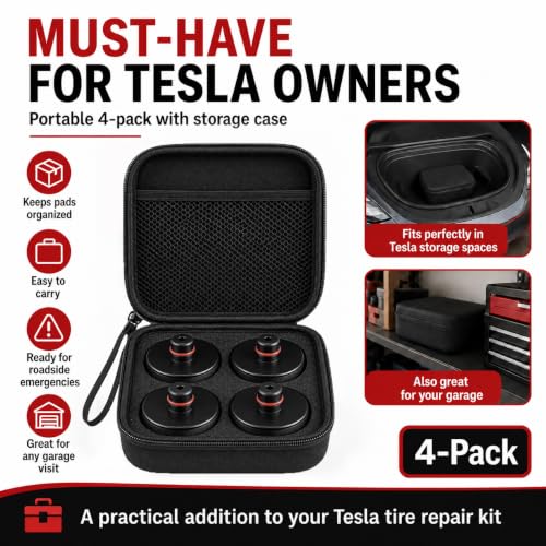 Image of Upgrade Lifting Jack Pads Compatible with Tesla Model 3 /Y /S /X (2013-2026) Highland Juniper, 4-Pack Sturdy Rubber Lift Pucks Premium Car Accessories with Storage Case, Battery & Chassis Protector-Black