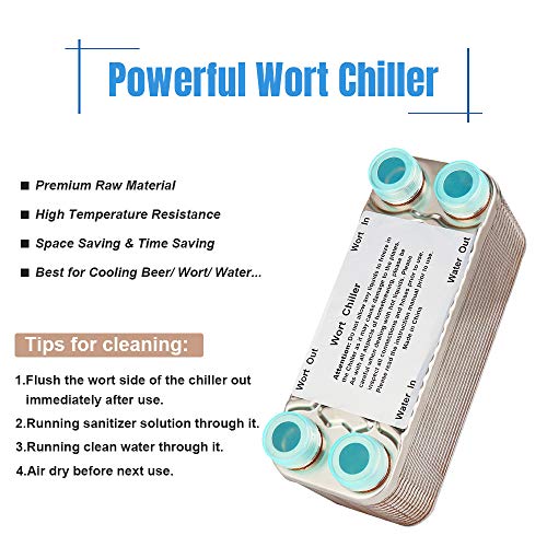 Ferroday 30 Plate Wort Chiller Stainless Steel Brazed Plate Heat Exchanger 3/4 NPT Thread Plate Chiller[7.5" x 2.9] - Thumbnail 4