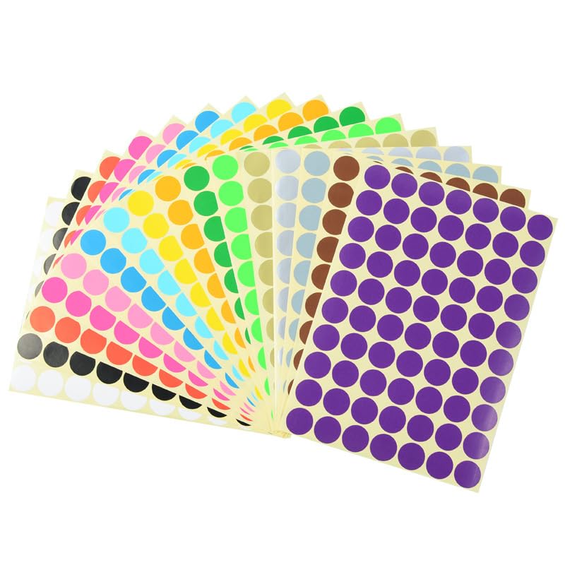 Pegatinas De Puntos, 1400 Unidades, Etiquetas Adhesivas Circulares De 3/4 Pulgadas, Etiquetas De Codificación De Colores Redondas De 10 Colores, Etiquetas De Código De Colores Pequeños, Calcomanías De