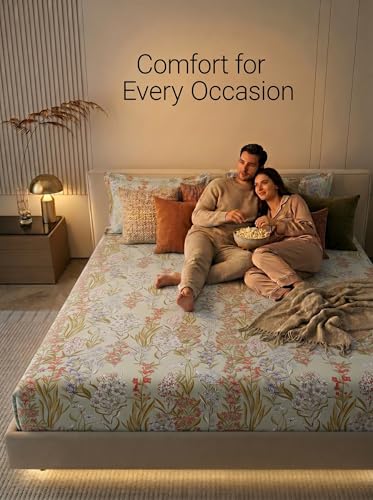 Image of Mafatlal 125 GSM Merino Double Bedsheet with Pillow Covers |90 x 100 Inches | Soft, Breathable & Lightweight | Multicolor