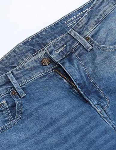 Image of Flying Machine Men's Slim Straight Fit Jeans| Solid | Mid Rise | Stretchable | Jeans for Man