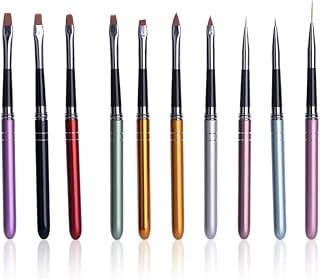 10Pcs Nail polish brush, Brush design for nail, UV Gel Painting Nail Art Design Brush Pen Set, Nail Dotting Painting Drawing Pen, Sable Acrylic Nails Round Nail Art Brush, Nail Phototherapy Pen