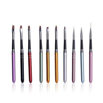 10Pcs Nail polish brush, Brush design for nail, UV Gel Painting Nail Art Design Brush Pen Set, Nail Dotting Painting Drawing Pen, Sable Acrylic Nails Round Nail Art Brush, Nail Phototherapy Pen