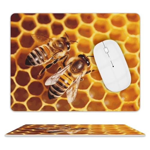 Bee On Honeycomb Leather Mouse Pad Desk Pad Protector Office Desk...