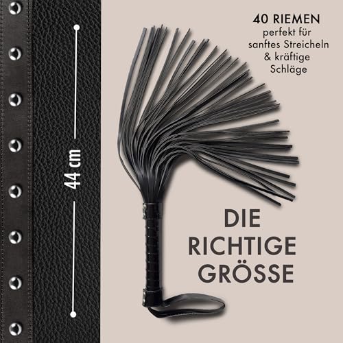 Liebesfreunde® Sex Peitsche – Flogger BDSM Spielzeug, hart und weich anwendbar, inkl. Augenbinde