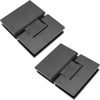 Set of 2 180 Degree 304 Stainless Steel Glass Clamps, Glass-to-Glass Brackets, Glass Shelf Support, Fits 8-12MM Thickness Glass Panel, Mat Black, Bathroom Shower Installations