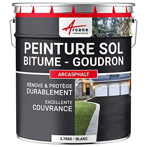 ARCANE INDUSTRIES Peinture Bitume, Goudron, Asphalte, Macadam, béton, enrobé : Arcasphalt - 3.75 kg (Jusqu a 7.5 m² en 2 Couches) Blanc