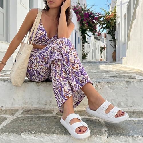 Image of CUSHIONAIRE Fame Pillow Recovery Sandals for Women, Adjustable Double Buckle Waterproof EVA Cloud Slides for Women