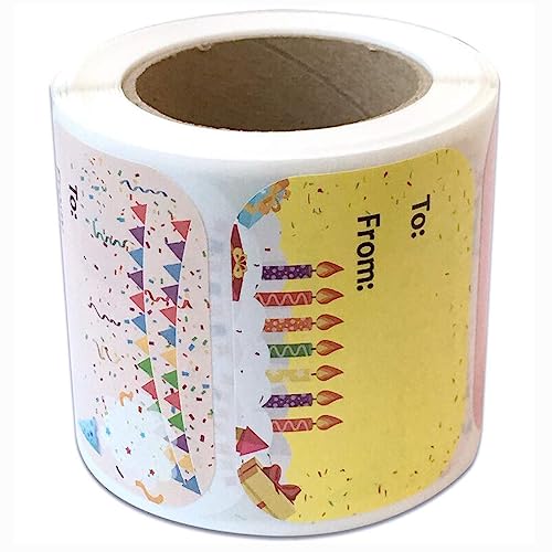Happy Birthday Present Stickers 1.5 x 2 Inch Happy Birthday to from Gift Labels - 300 Pcs Happy Birthdays Stickers for Birthdays Party Favors,Shower,Christmas Festival Holiday Presents 6 Designs - Thumbnail 7