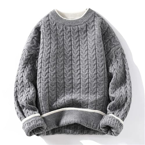 Mens Warm Knit Pullovers Fashion O-Neck Patchwork Casual Long Sleeves Knitted4