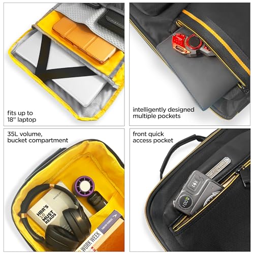 Image of Nu Republic Triphop Backpack for Men Women Office Casual 18-inch Laptop Bag Water-Resistant Multi-Pockets Sleek Smart College Backpack with Dual USB Port (Black)