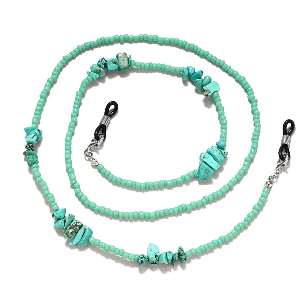 Chaîne de lunettes turquoise en perles de verre cordon suspendu chic - 6
