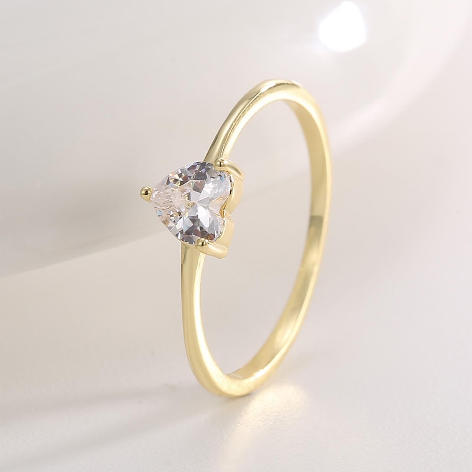 Anello Donna Cuore, Anello Eternity Moissanite Oro Giallo 9K/14K/18K Regalo Di Compleanno