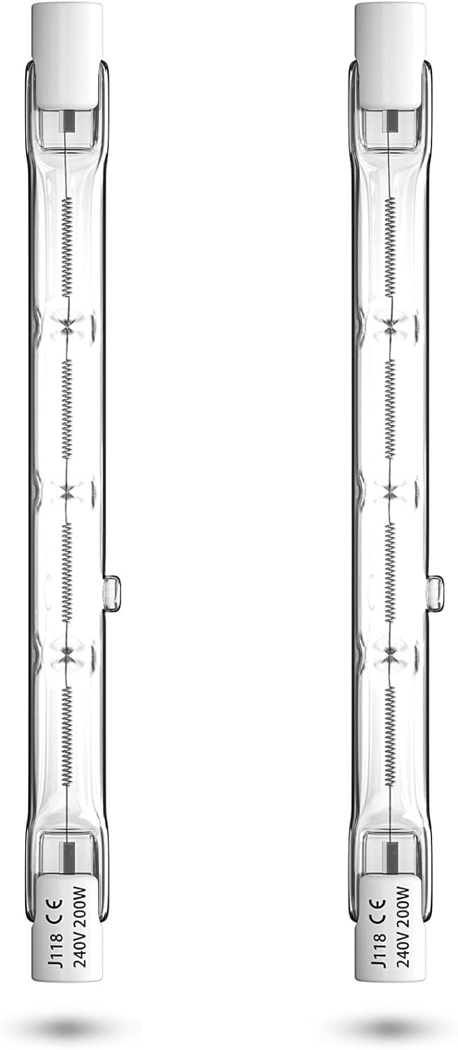 TobeBright 200W R7s 118mm Halogen Bulb Dimmable Warm White 2800K 3900lm Halogen Floodlight Bulb for Street Light, Security Light, Studio Light, Landscape Light and Work Light，etc(2 Pack)
