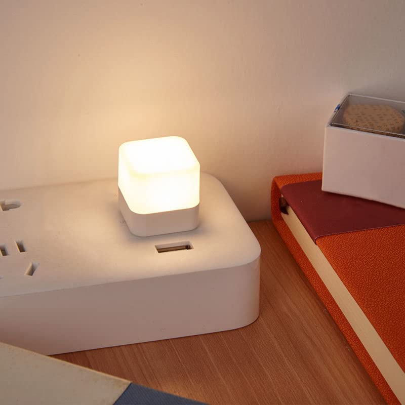USB-verlichting bij nacht, mini-led-lamp, zonder lichtsensor, plug-in, warm wit, compact, ideaal voor slaapkamer, badkamer, keuken, auto, USB-sfeerlicht (12 stuks, wit 12 stuks warm