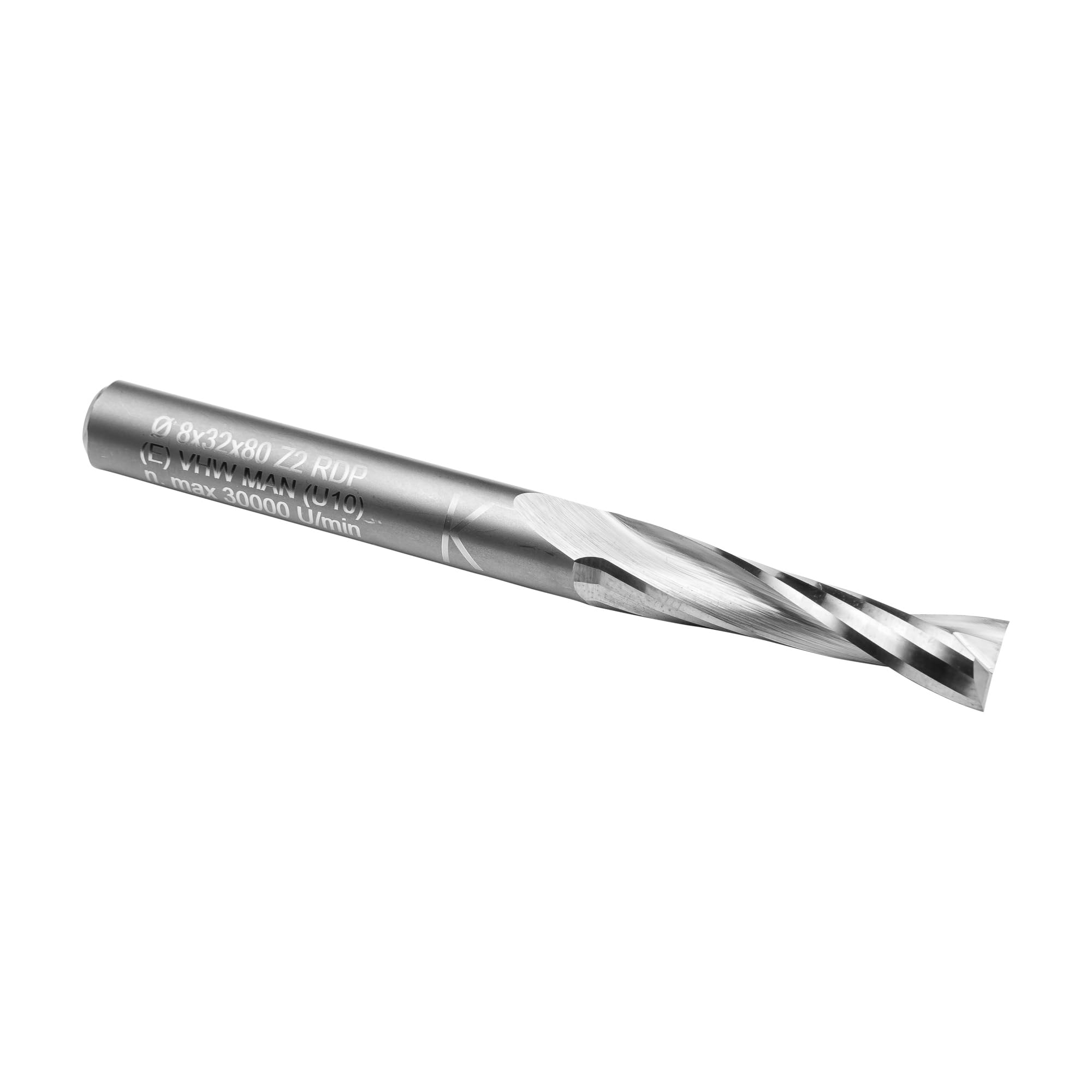 ENT 10030 Spiralnutfräser Premium VHW, Schaft (S) 8 mm, Durchmesser (D) 8 mm, NL 32 mm, GL 80 mm