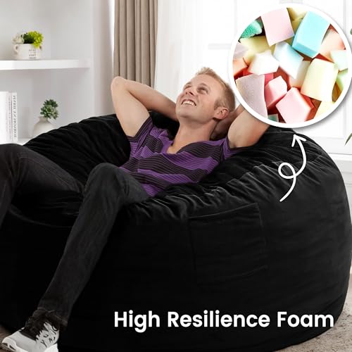 Image of 4 Ft. Bean Bag Chair for Adults, Teens, Kids with Memory Foam Filling
