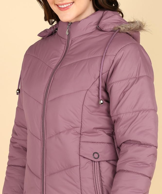 Image of ELLIPSE Nylon Full Sleeve Solid Casual Fashionable And Stylish Winter Jacket For Women's