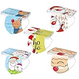 AMDOLE 50 St&uuml;ck Einweg Weihnachten Mundschutz 3-lagig Bunt Weihnachtsmaske Cartoon Druck Halstuch Mund und Nasenschutz Atmungsaktiv Masken MNS Bandana Schals f&uuml;r M&auml;nner Frauen